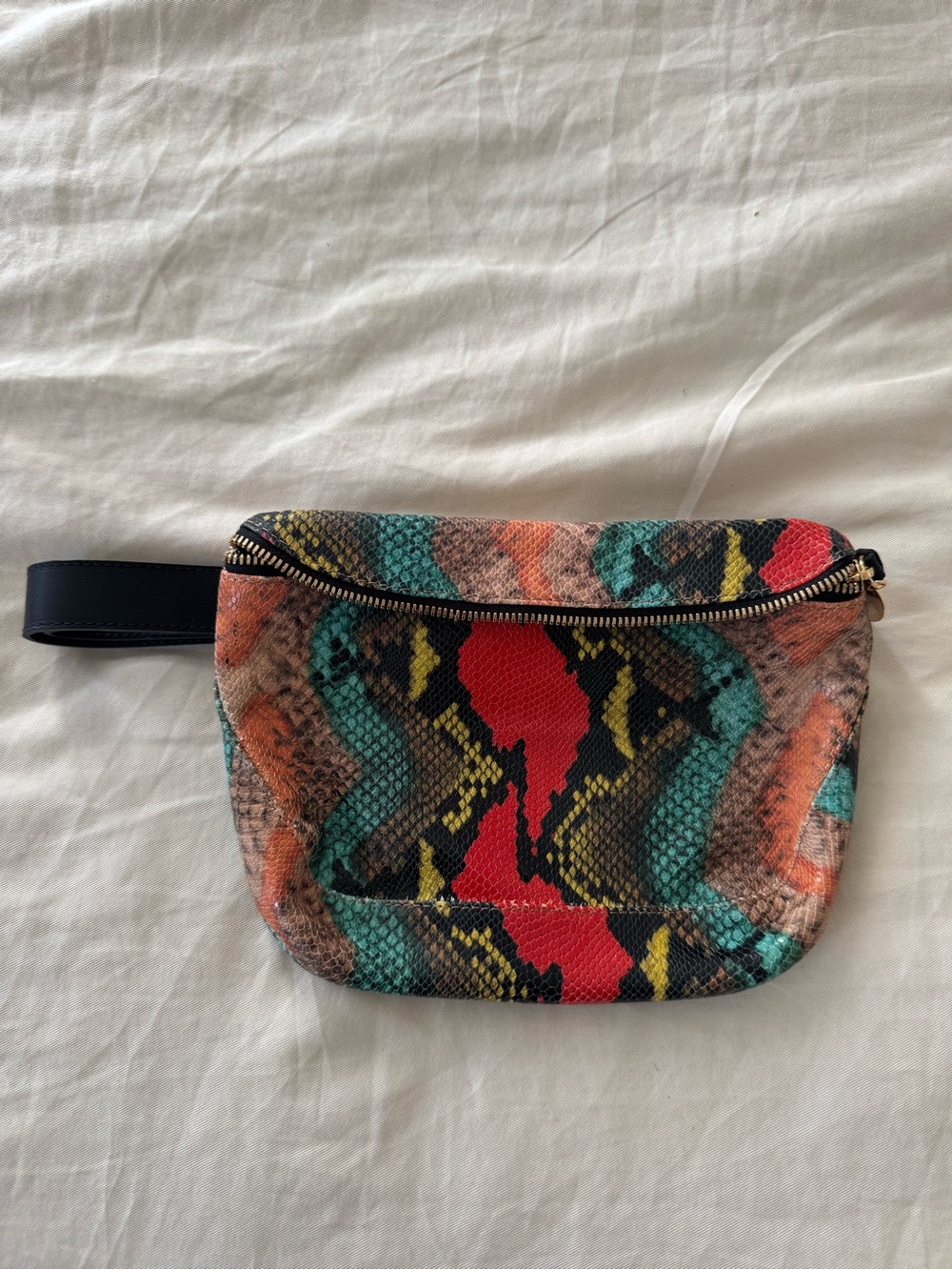 Clare V. Fanny Pack Multicolor Snakeskin-Pattern Leather Waist Bag (rare)